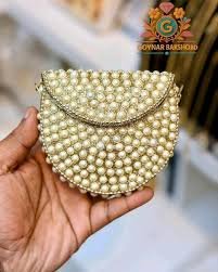 ElegantWear Pearl & Stone Studded Bridal Clutch
